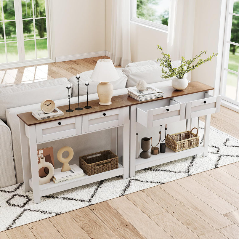 Giantex 42" Farmhouse Console Table with 2 Drawers