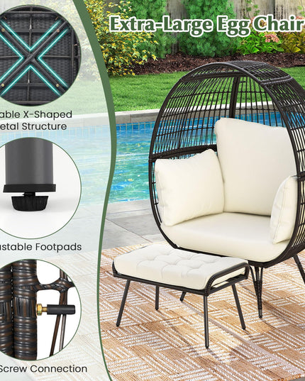 Giantex Oversized Wicker Egg Chair with Thick Cushions
