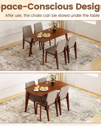 Giantex Dining Table Set for 4 | Rectangular Kitchen Table and Chairs Set w/Rubber Wood Frame