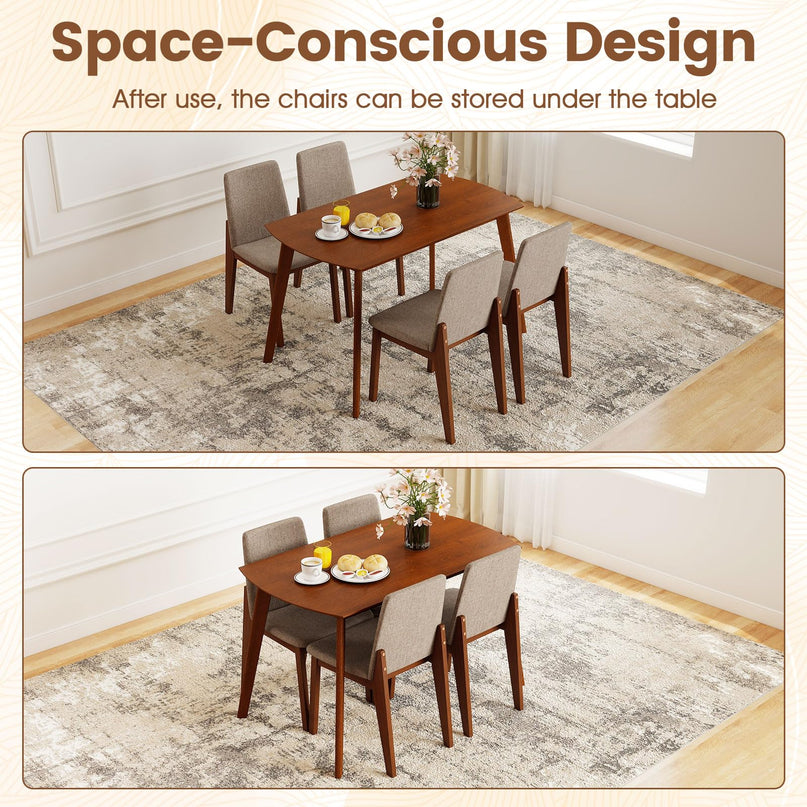 Giantex Dining Table Set for 4 | Rectangular Kitchen Table and Chairs Set w/Rubber Wood Frame
