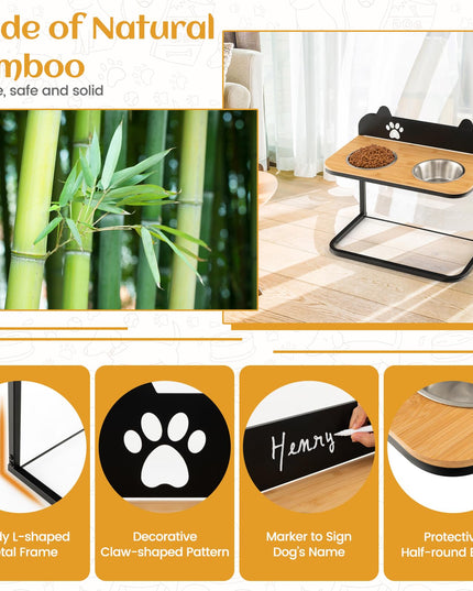Giantex Elevated Dog Bowls Stand - Raised Pets Cats Feeding Station