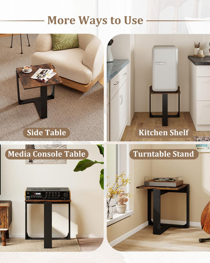 Giantex Square Industrial Bedside Night Stand with T-Shape Metal Frame