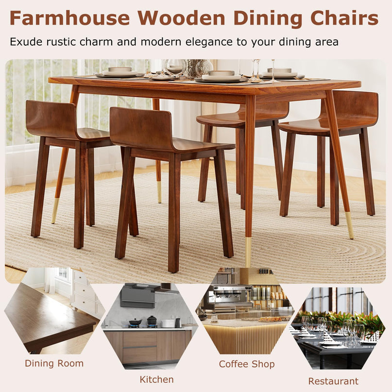 Giantex Wood Dining Chairs Set of 2/4 for Home Living Room