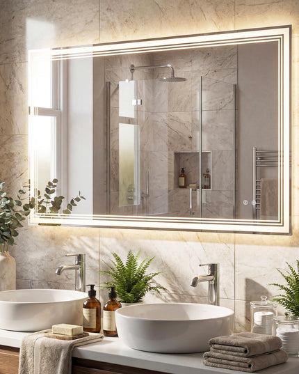 Miroir de courtoisie Giantex avec éclairage avant et arrière