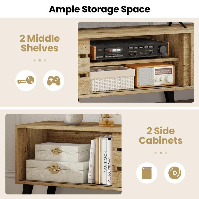 Giantex Mid Century Modern TV Stand for 65-80 Inch TV
