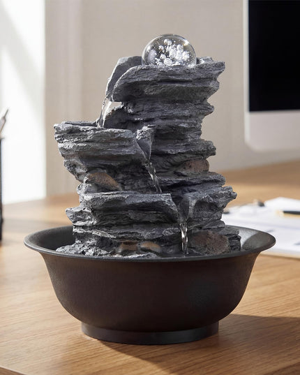 Giantex Offset Stream Tabletop Water Fountain with Rotating Crystal Ball