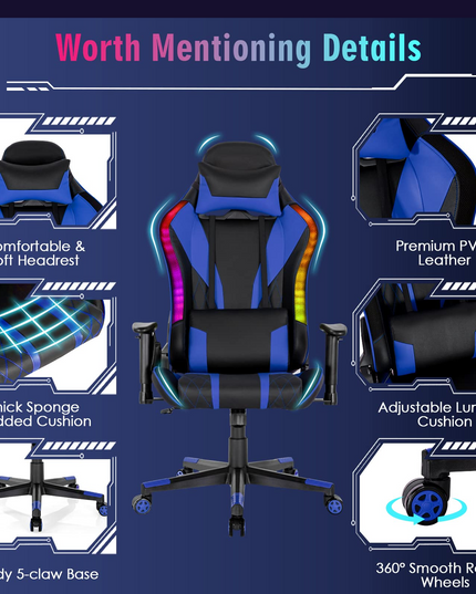 Giantex Gaming Chair with RGB LED Lights
