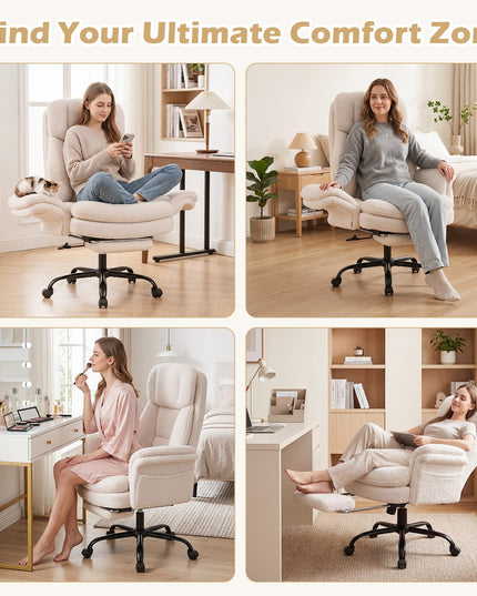 Giantex Criss Cross Legged Office Chair w/Foot Rest & Wheels