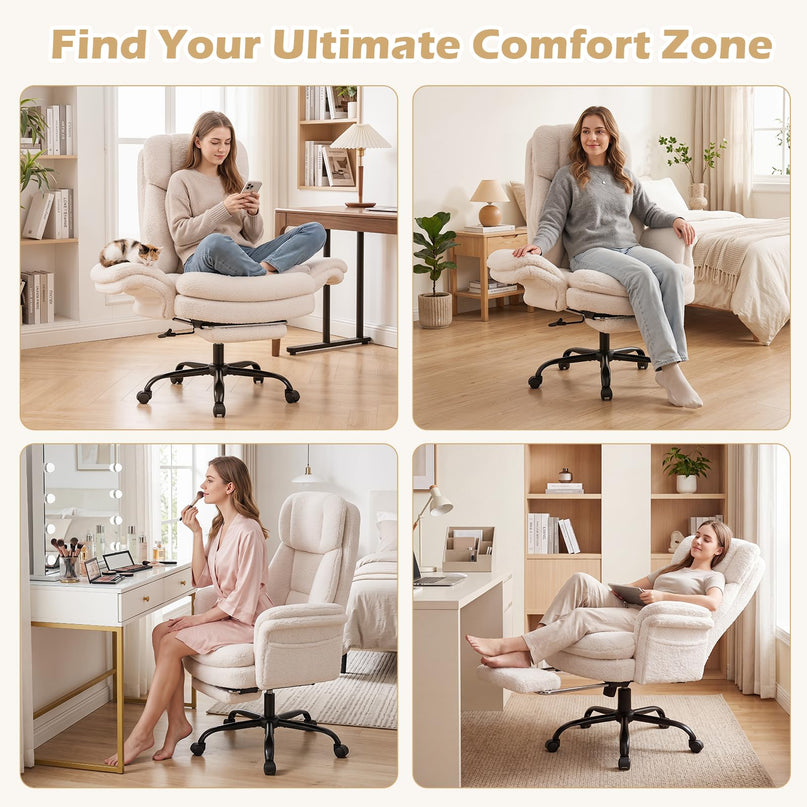 Giantex Criss Cross Legged Office Chair w/Foot Rest & Wheels