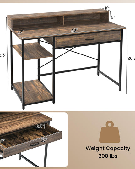 Giantex Computer Desk with Monitor Shelf