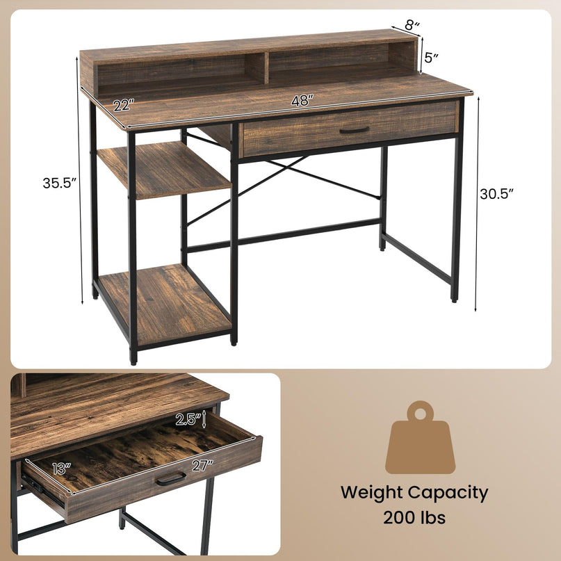 Giantex Computer Desk with Monitor Shelf