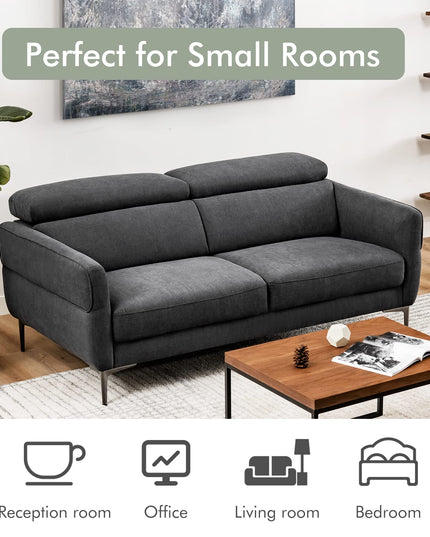 Giantex Couch, Upholstered Loveseat with Lift-up Headrest and Metal Legs