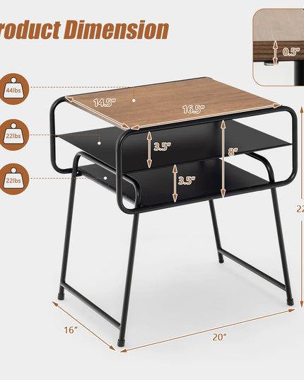 Giantex 3-Tier Side End Table with Shelf
