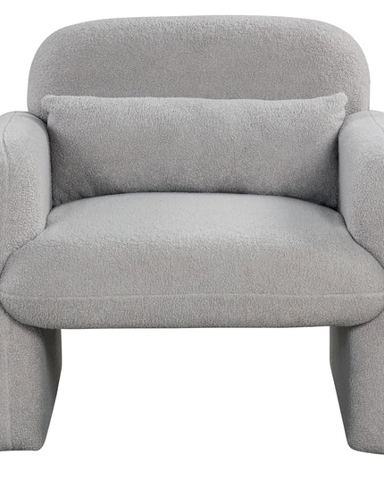Giantex Modern Accent Chair for Living Room, Sherpa Fabric Upholstered Armchair w/Waist Pillow, Comfy Reading Chair w/Armrests