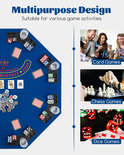 Giantex 48" Poker Table Top - 8 Player Foldable Texas Holdem Poker Table Topper w/Carrying Bag