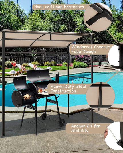 Giantex 7x4.4ft Grill Gazebo, Patio Outdoor Backyard BBQ Canopy Shelter