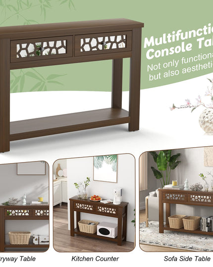 Giantex 2-Tier Console Table with Drawers