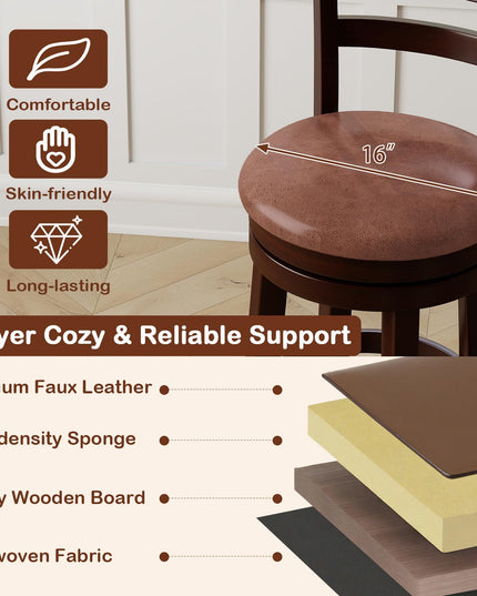 Giantex Swivel Bar Stools Set of 2/4 30" Upholstered Counter Height Bar Chairs