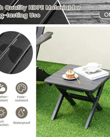 Giantex Outdoor Folding Side Table - Foldable Weather-Resistant HDPE Adirondack Table