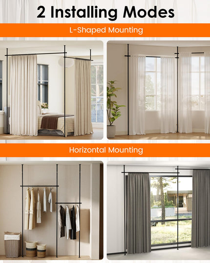 Giantex Room No Drill Divider Curtain Rod | Adjustable 4-10 ft Height & 28-142 in Width