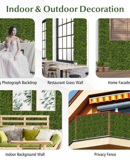 Giantex 20" x 20" Artificial Boxwood Panels 12PCS, 33.3 Sq.ft Garden Privacy Fence Screen (Boxwood)