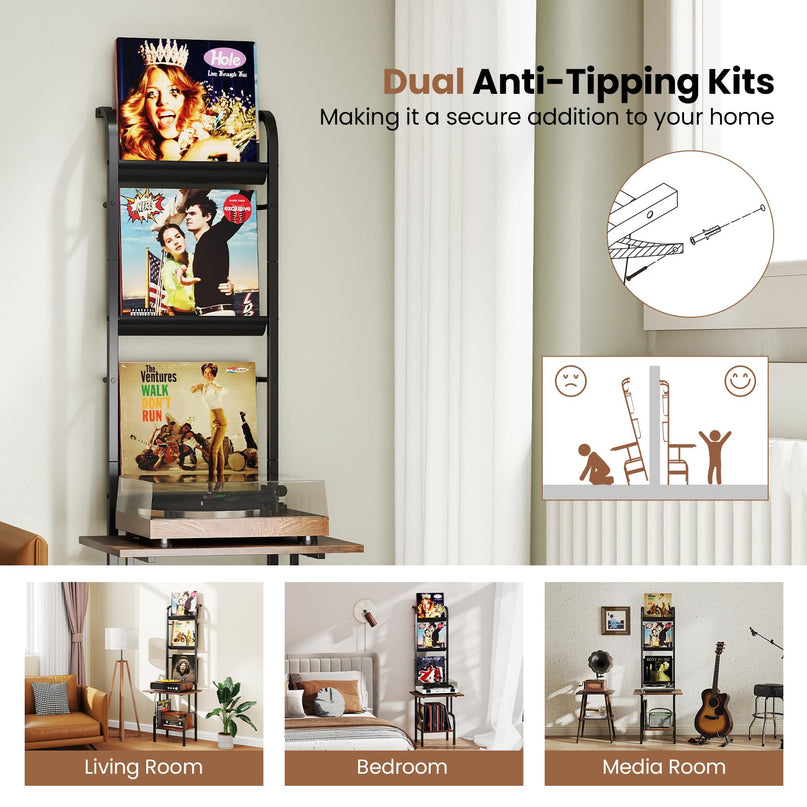 Giantex Record Player Stand with Vinyl Storage