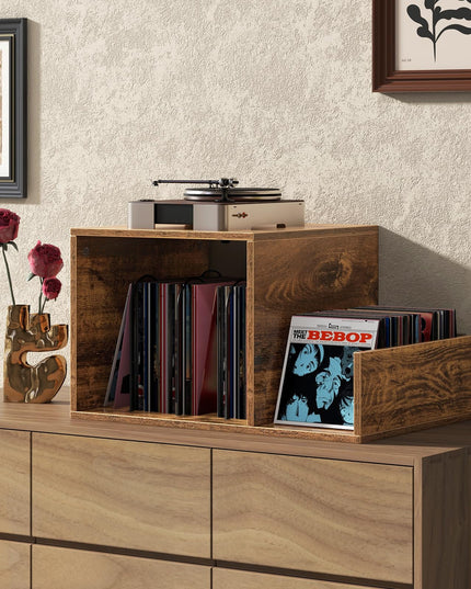 Giantex Record Player Stand with Charging Station, Turntable Stand with Vinyl Divider & Display Shelf