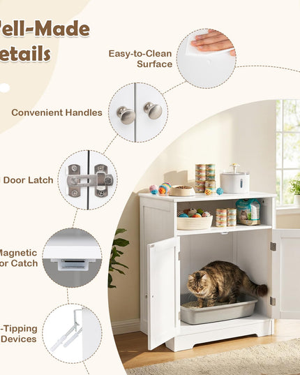 GIANTEX Cat Litter Box Enclosure | Hidden Litter Box Furniture with Mat