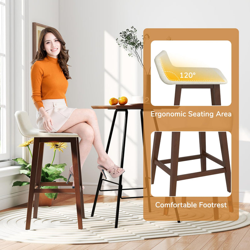 Giantex 29" Bar Stools Set of 2/4 with Low Back for Kitchen Island