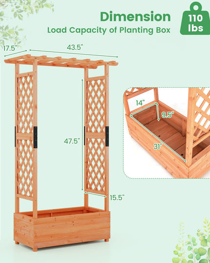 Giantex Raised Garden Bed with 2-Sided Trellis & Hanging Roof