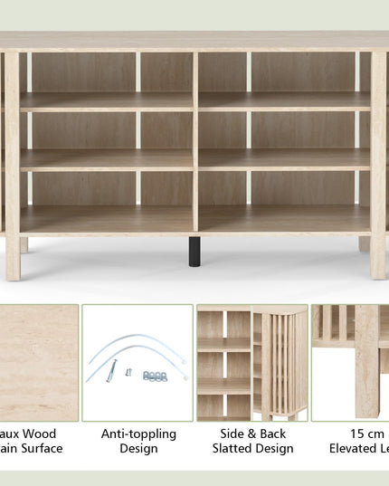 Giantex 59" TV Stand for TVs Up to 55 Inches with Adjustable Shelves & Unique Slatted Decoration
