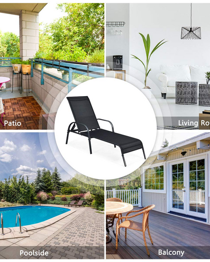 Giantex Adjustable Patio Chaise Lounge, Outdoor Folding Lounge Recliner Chairs