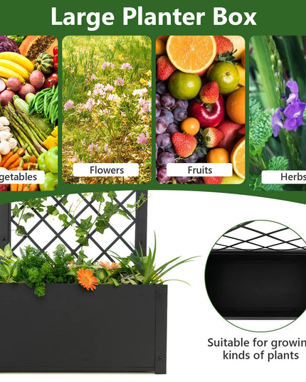 Giantex Raised Garden Bed with Trellis, 49" Metal Vertical Planter with Garden Trellis