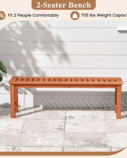 Giantex 47" Outdoor Bench with Slatted Seat 705Lbs Capacity Solid Wood Frame
