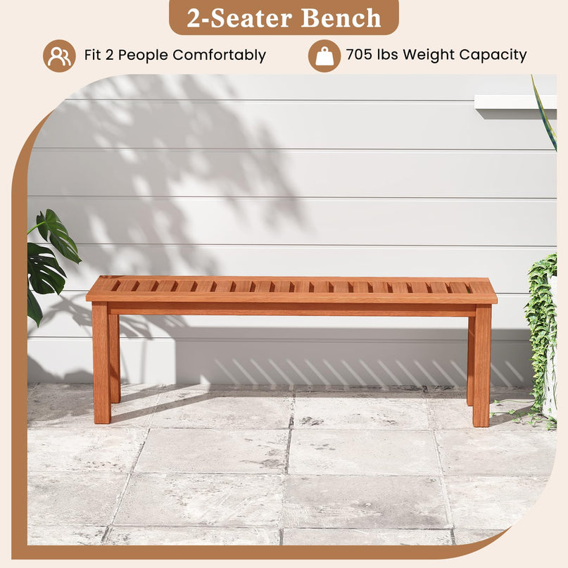 Giantex 47" Outdoor Bench with Slatted Seat 705Lbs Capacity Solid Wood Frame
