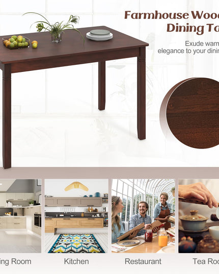 Giantex Dining Table for 4 People, 48” x 29” Kitchen Table with Wood Legs, Rectangular Dinner Table for Small Space