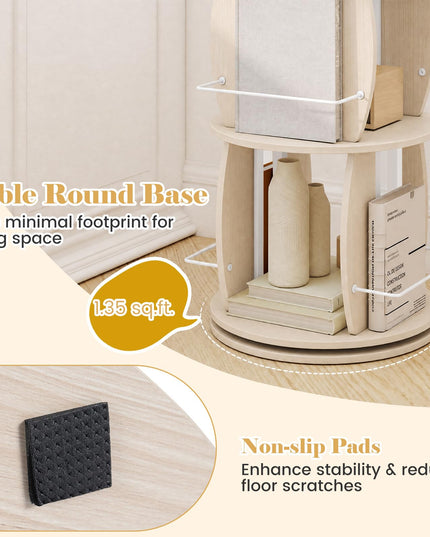 GIANTEX 2-Tier 360° Rotating Round Bookshelf Tower