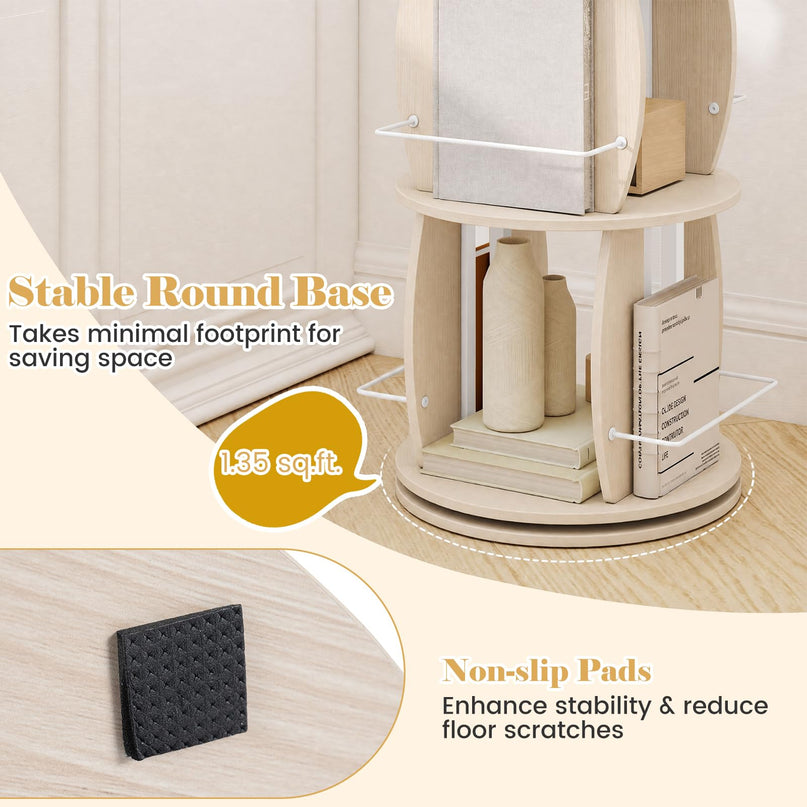 GIANTEX 2/4-Tier 360° Rotating Round Bookshelf Tower