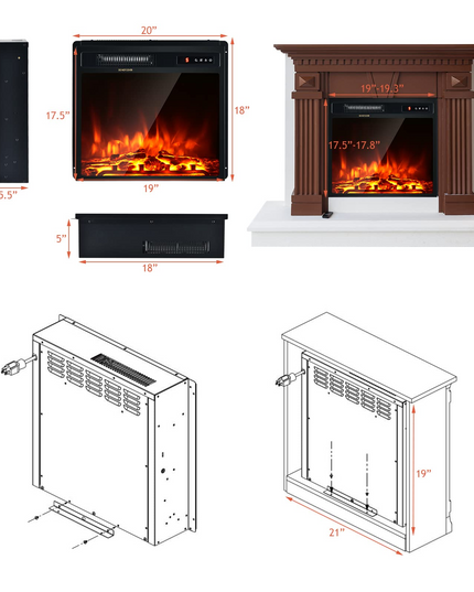 Giantex 18'' Electric Fireplace, Fireplace Inserts Electric Heater