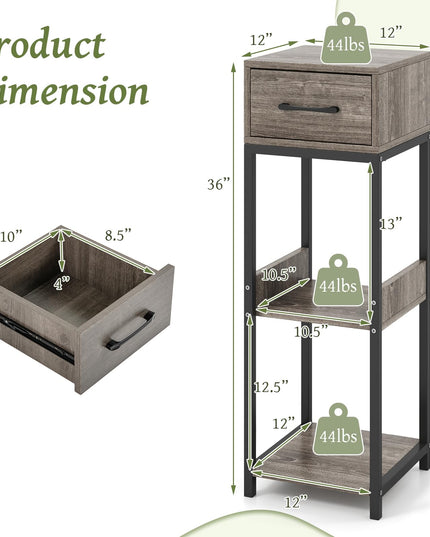 Giantex 3 Tier Tall Plant Stand Indoor, 36 Inch Corner Plant Holder with Drawer & Metal Frame