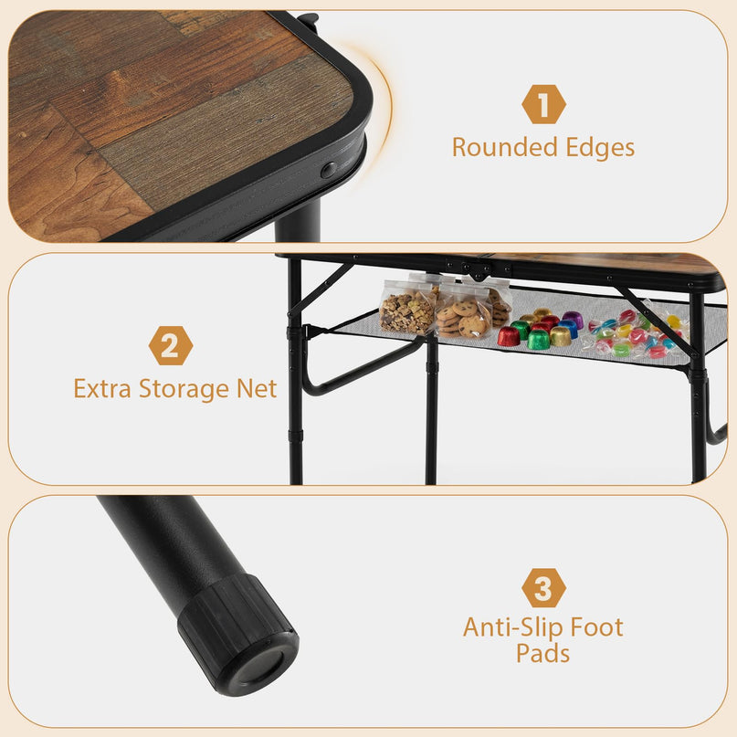 Giantex 3 FT Folding Portable Aluminum Picnic Table with Adjustable Heights