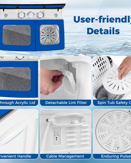 Giantex Portable Washing Machine 20LBS Twin Tub Mini Compact Laundry Washer