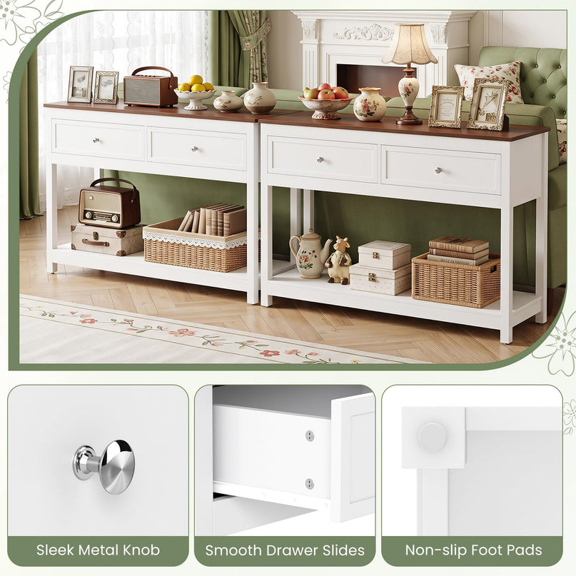 Giantex Farmhouse Console Table with 2 Drawers for Living Room