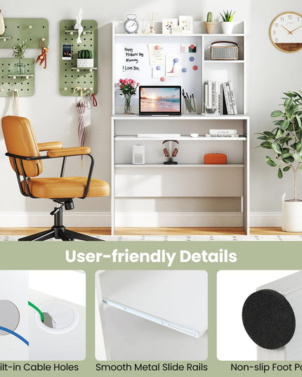 Giantex White Computer Desk with Hutch