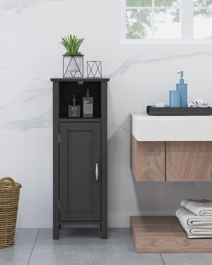 Giantex Narrow Bathroom Storage Cabinet - Corner Unit with Open Compartment, Adjustable Shelf