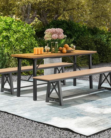 Giantex Outdoor Bench, 3-4 Person Garden Bench, 72" Long Patio Bench with Metal Frame