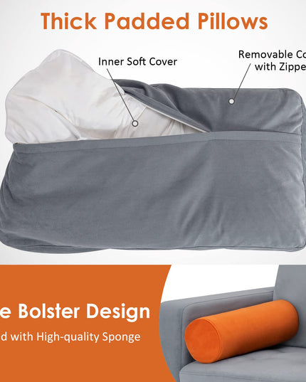 Giantex 97" Large Couch, 3 Seat Sectional Sofa Set, L-Shaped Modular Sleeper with Chaise Lounge & USB Port & Socket
