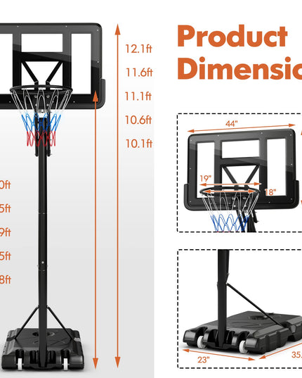 Outdoor  8-10Ft Height Adjustable Basketball Stand System - Giantex