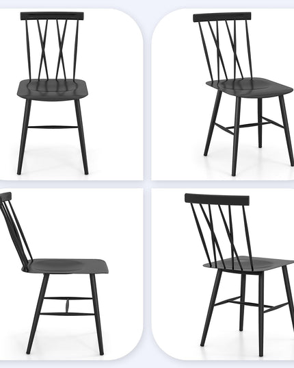 Giantex Metal Dining Chairs Set, Farmhouse Kitchen Chairs w/High Cross Backrest & Curved Seat