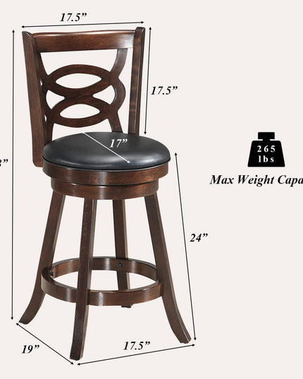 Giantex Bar Stools, Counter Height Dining Chair, Fabric Upholstered 360 Degree Swivel